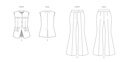 Butterick B7027 sewing pattern envelope showing misses' lined vest designs