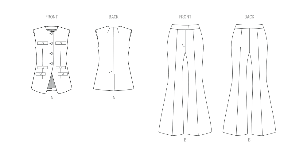 Butterick B7027 sewing pattern envelope showing misses' lined vest designs