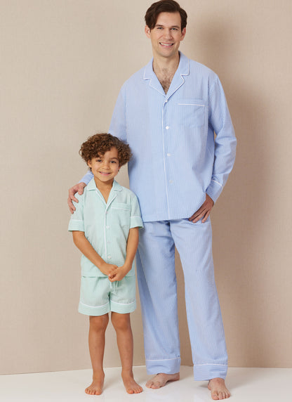 Butterick B7030 sewing pattern envelope showing unisex pyjama shirt designs