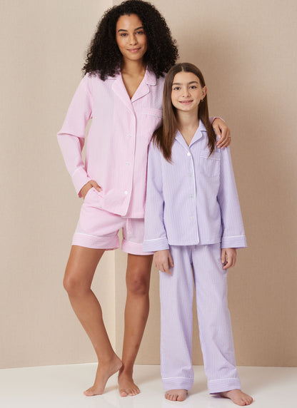 Butterick B7030 sewing pattern envelope showing unisex pyjama shirt designs