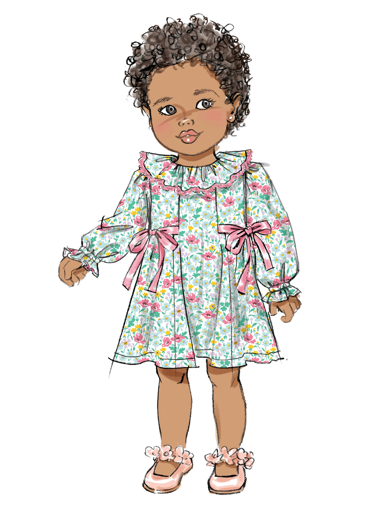 Butterick B7032 sewing pattern envelope showing toddler dress designs