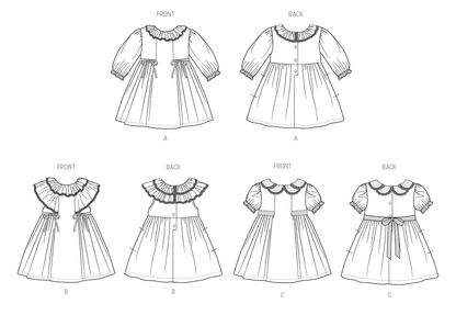 Butterick B7032 sewing pattern envelope showing toddler dress designs