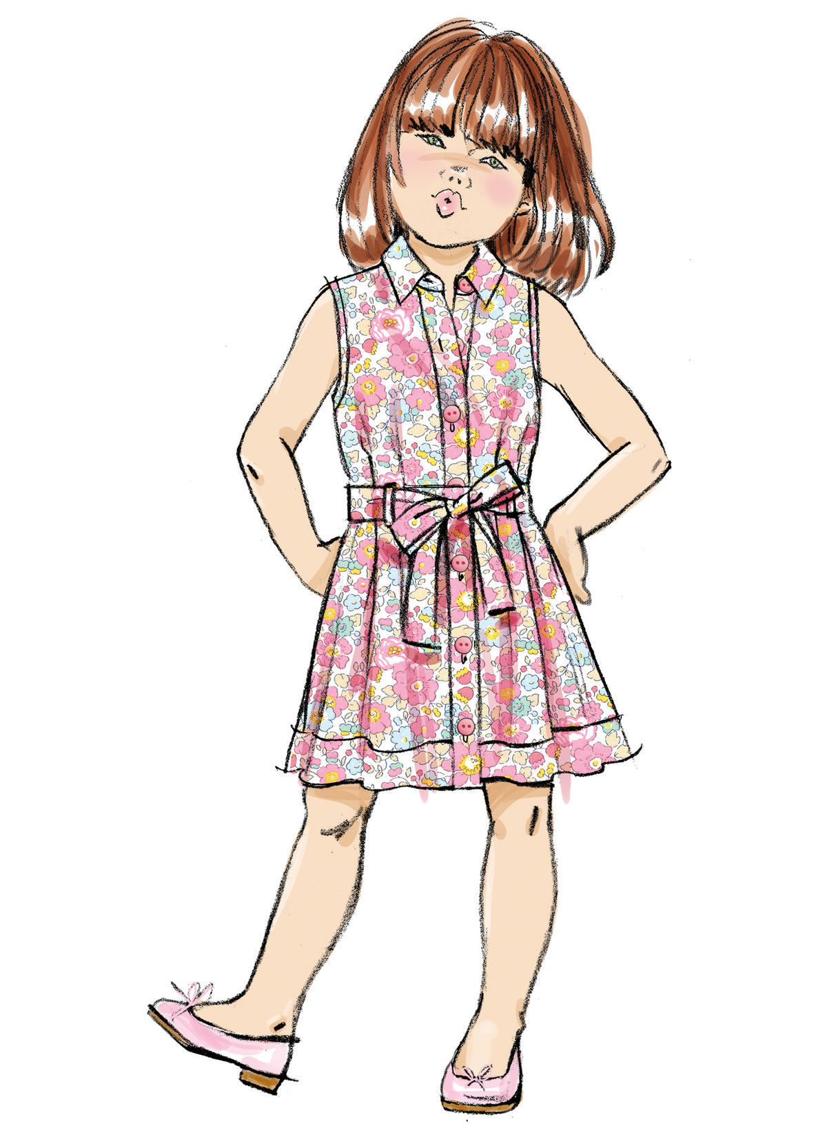 Butterick B7033 sewing pattern envelope showing child's dress designs