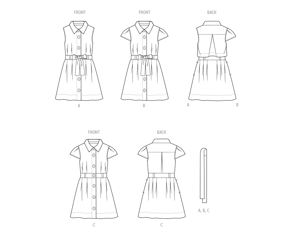 Butterick B7033 sewing pattern envelope showing child's dress designs