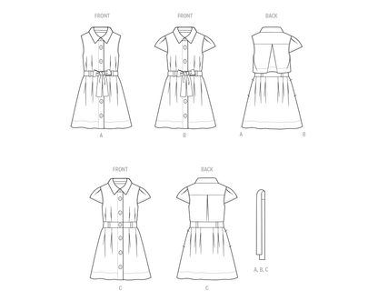 Butterick B7033 sewing pattern envelope showing child's dress designs