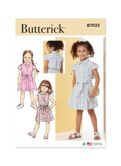 Butterick B7033 sewing pattern envelope showing child's dress designs