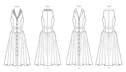 Butterick B7037 sewing pattern envelope showing misses' midi dress designs