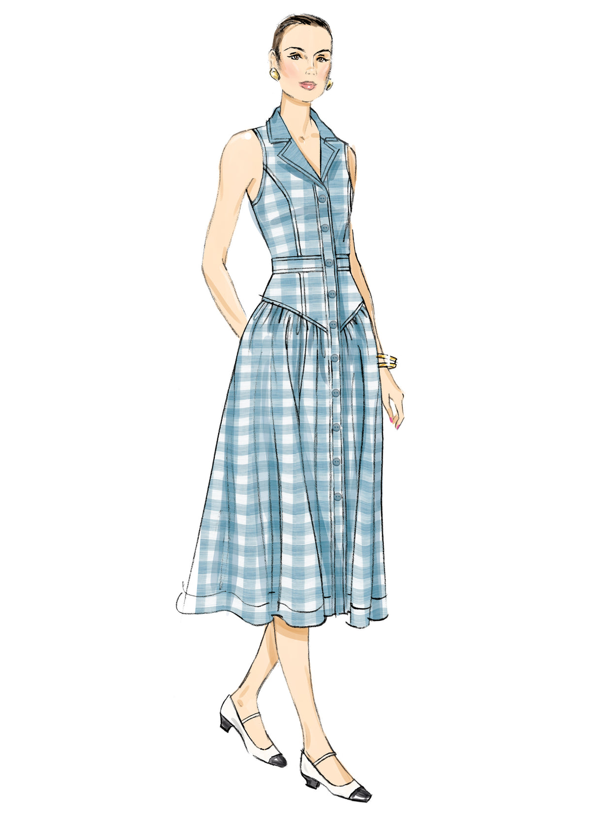 Butterick B7037 sewing pattern envelope showing misses' midi dress designs