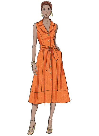 Butterick B7038 sewing pattern envelope showing misses' fit and flare dress designs