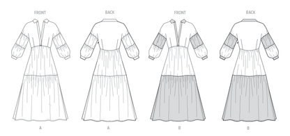 Butterick B7039 sewing pattern envelope showing misses' tiered dress designs