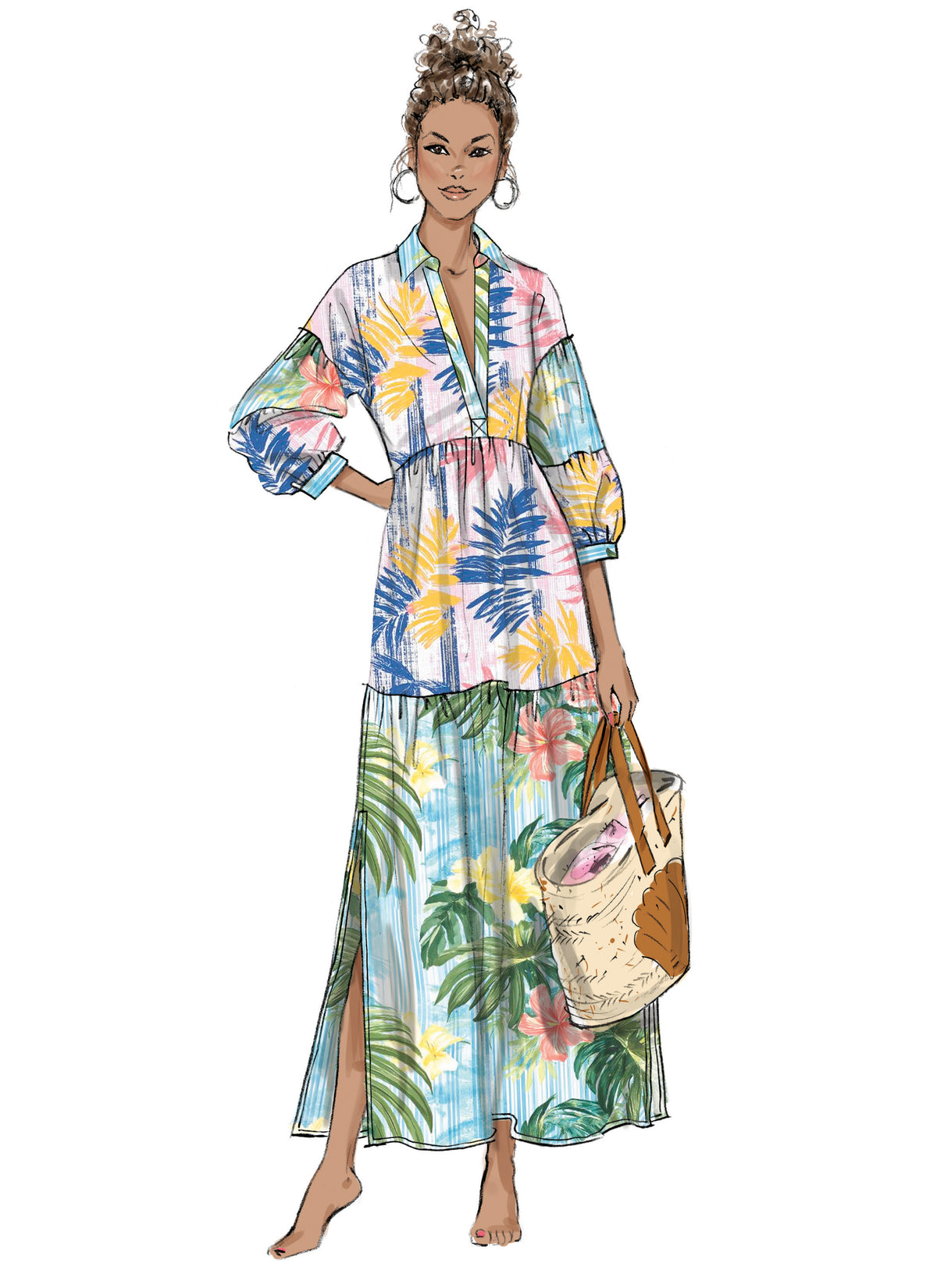 Butterick B7039 sewing pattern envelope showing misses' tiered dress designs