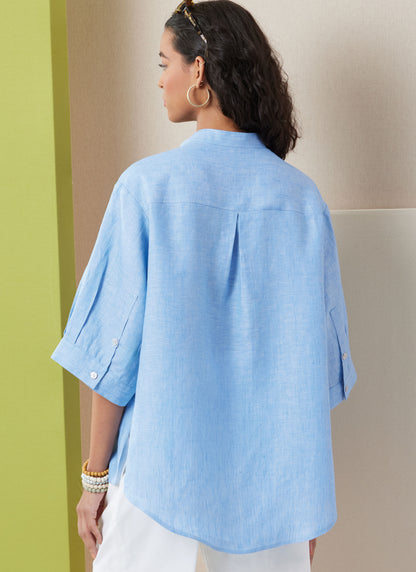 Butterick B7041 sewing pattern envelope showing loose-fit shirt designs