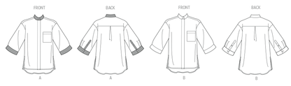 Butterick B7041 sewing pattern envelope showing loose-fit shirt designs