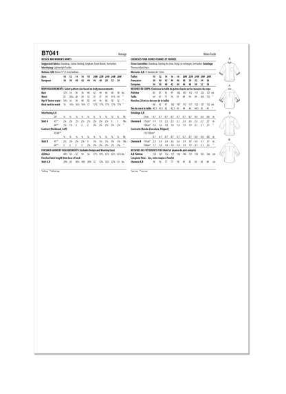 Butterick B7041 sewing pattern envelope showing loose-fit shirt designs