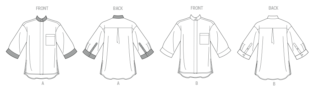 Butterick B7041 sewing pattern envelope showing loose-fit shirt designs