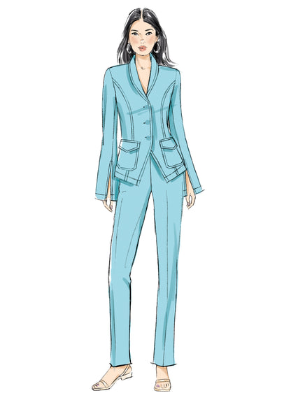 Butterick B7042 sewing pattern envelope showing fitted trousers designs