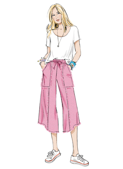 Butterick B7043 sewing pattern envelope showing pull-on trousers designs