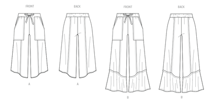 Butterick B7043 sewing pattern envelope showing pull-on trousers designs