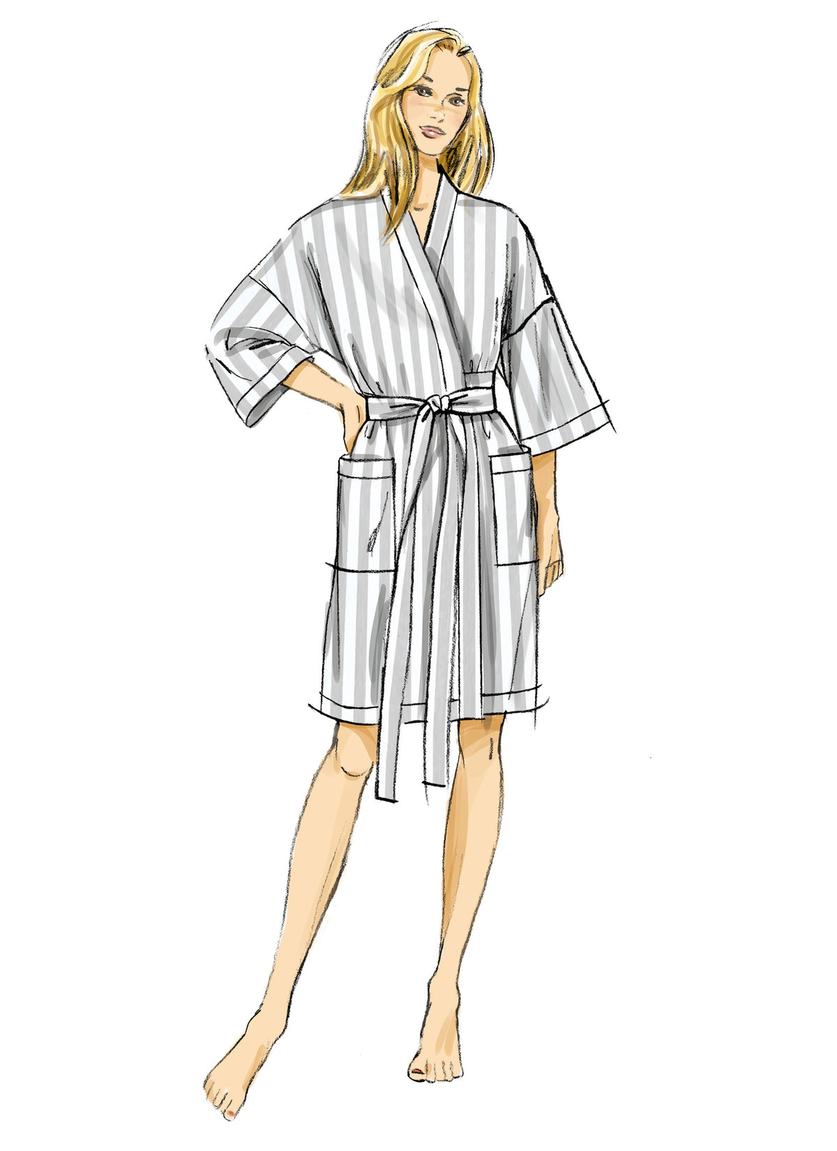 Butterick B7047 sewing pattern envelope showing loose-fit robe designs