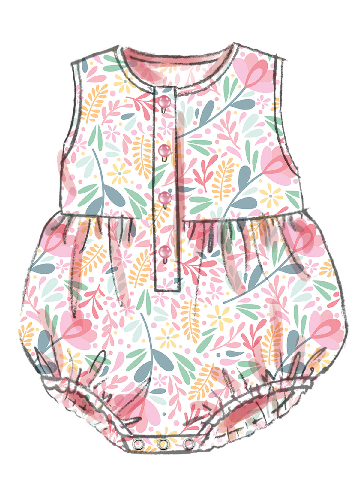 Butterick B7048 sewing pattern envelope showing baby romper designs
