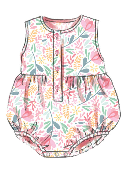 Butterick B7048 sewing pattern envelope showing baby romper designs