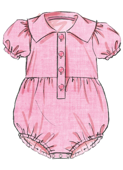 Butterick B7048 sewing pattern envelope showing baby romper designs