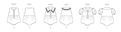 Butterick B7048 sewing pattern envelope showing baby romper designs