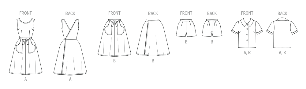 Butterick B7053 sewing pattern envelope showing vintage 1960s casual separates designs