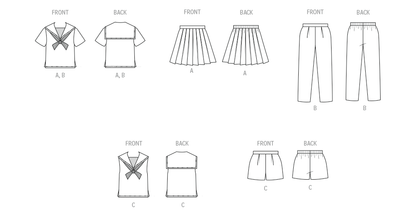 Butterick B7054 sewing pattern envelope showing children's vintage 1960s casual separates designs