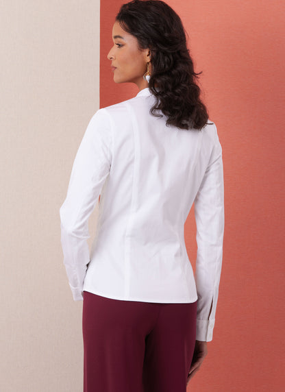 Butterick B7055 sewing pattern envelope showing fitted button-front shirt designs