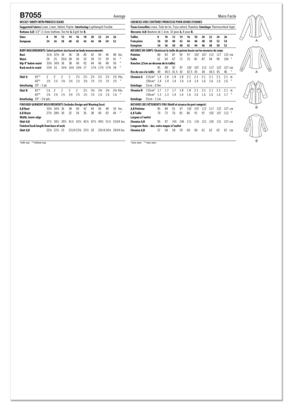 Butterick B7055 sewing pattern envelope showing fitted button-front shirt designs