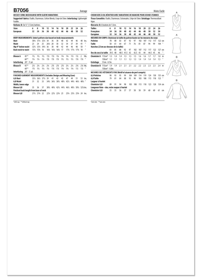 Butterick B7056 sewing pattern envelope showing cowl neck blouse designs