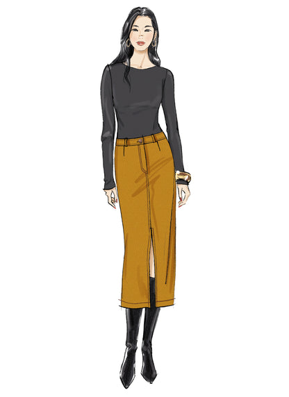Butterick B7057 sewing pattern envelope showing pencil skirt designs