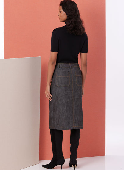 Butterick B7057 sewing pattern envelope showing pencil skirt designs