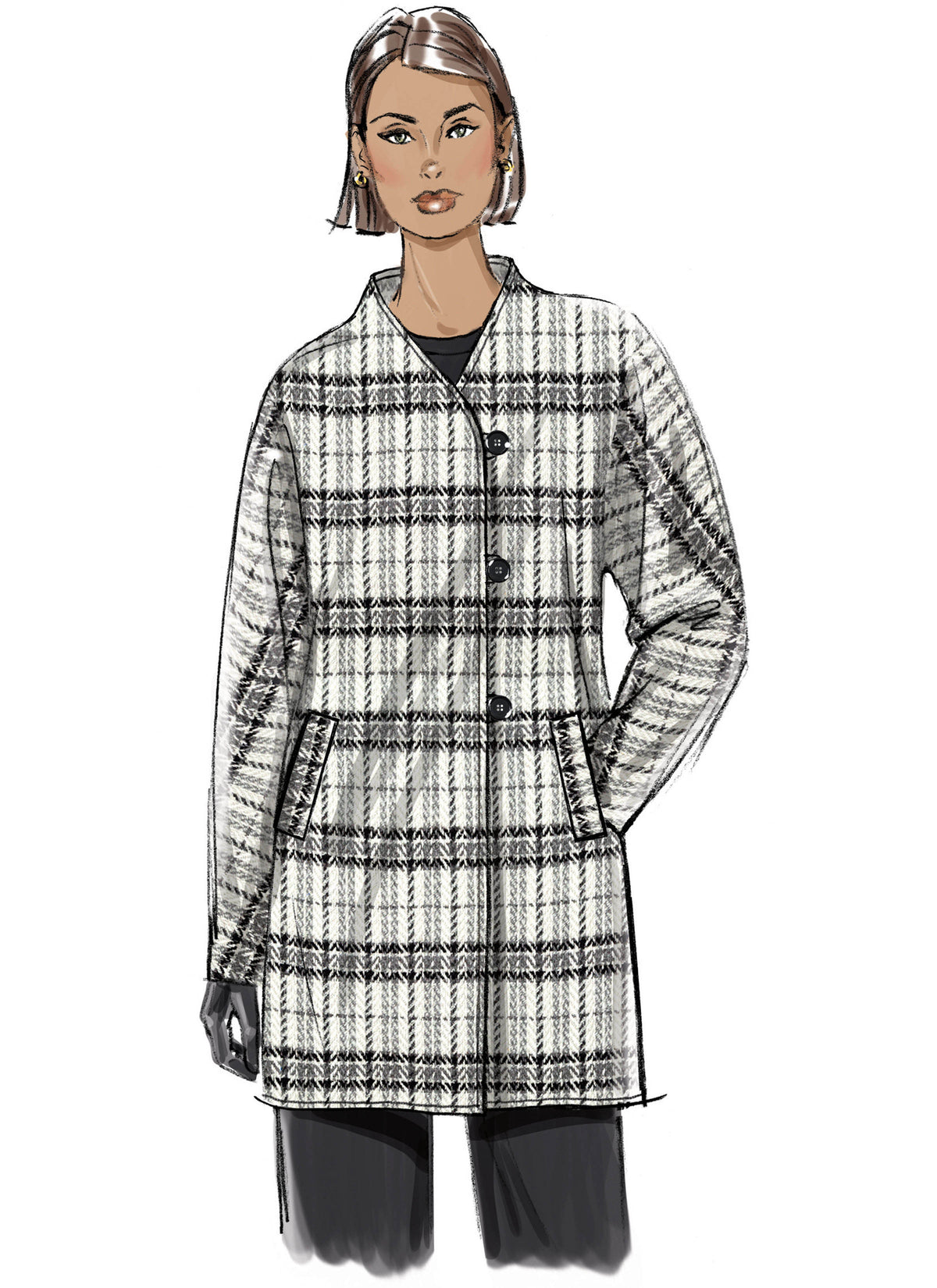Butterick B7058 sewing pattern envelope showing loose-fit jacket designs