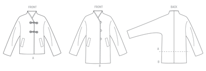 Butterick B7058 sewing pattern envelope showing loose-fit jacket designs