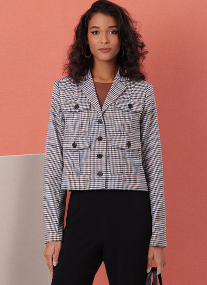 Butterick B7059 sewing pattern envelope showing unlined jacket designs