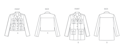 Butterick B7059 sewing pattern envelope showing unlined jacket designs