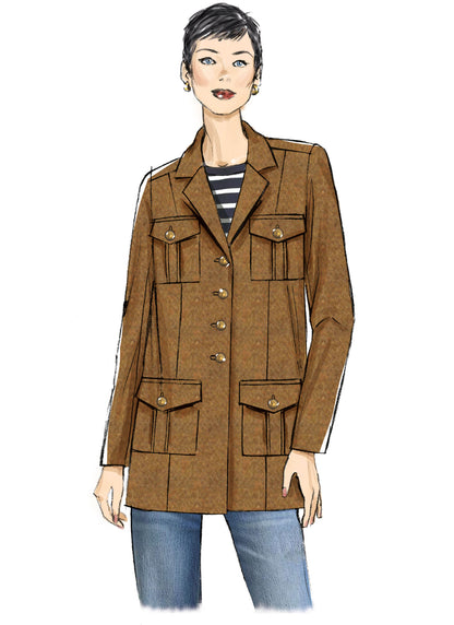 Butterick B7059 sewing pattern envelope showing unlined jacket designs