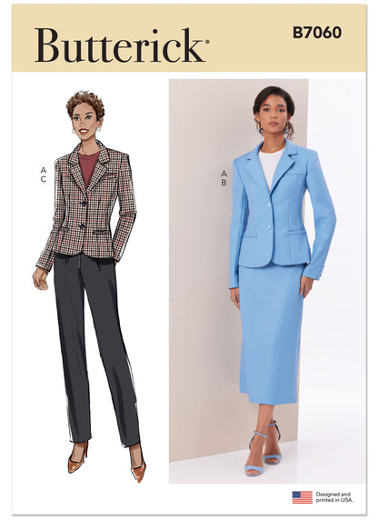 Butterick B7060 sewing pattern envelope showing lined jacket designs