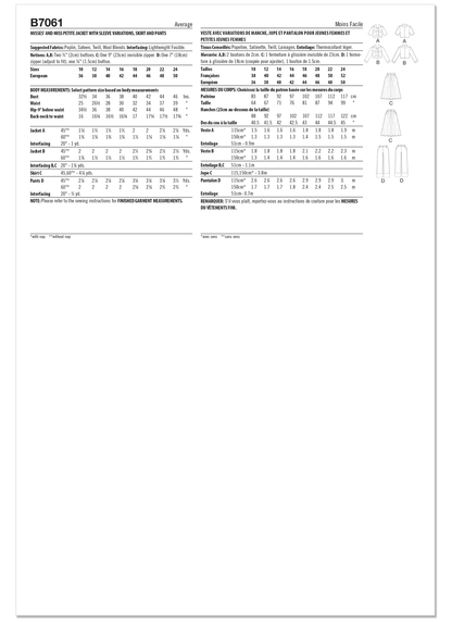Butterick B7061 sewing pattern envelope showing waist-length jacket designs