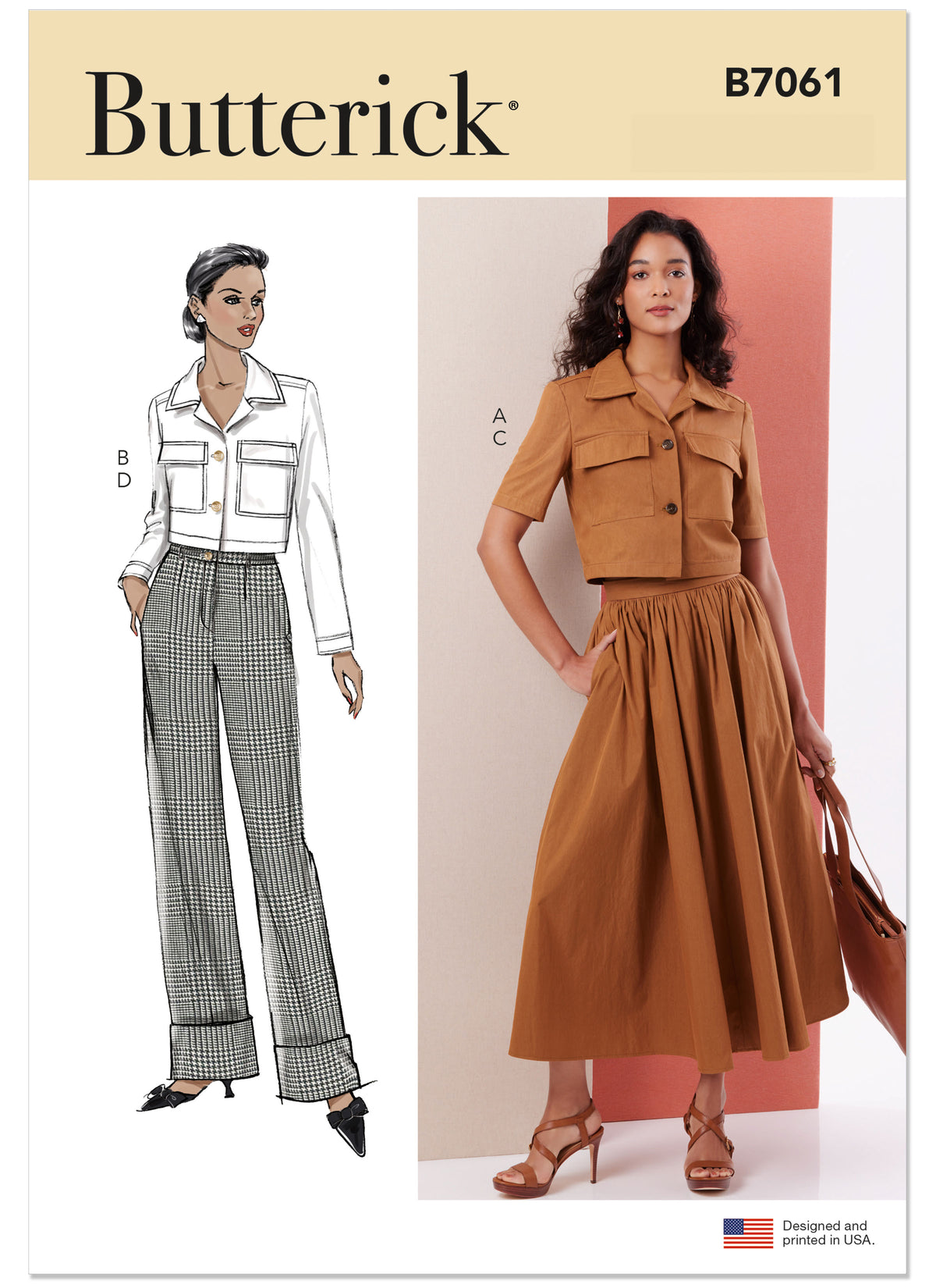Butterick B7061 sewing pattern envelope showing waist-length jacket designs