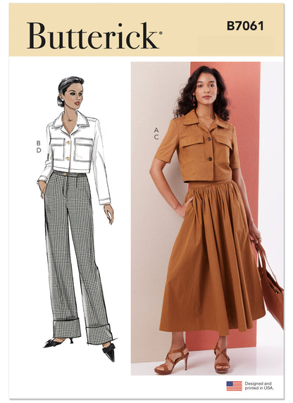 Butterick B7061 sewing pattern envelope showing waist-length jacket designs