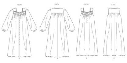 Butterick B7062 sewing pattern envelope showing button-front robe designs