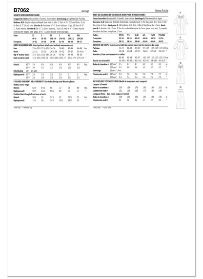 Butterick B7062 sewing pattern envelope showing button-front robe designs