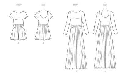 Butterick B7064 sewing pattern envelope showing a matching mother and daughter knit jumpsuit