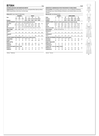 Butterick B7064 sewing pattern envelope showing a matching mother and daughter knit jumpsuit