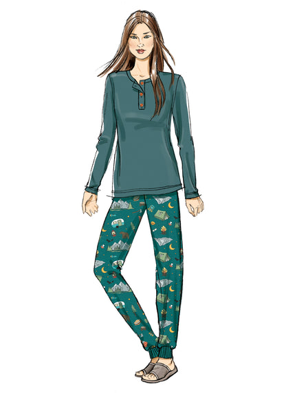 Butterick B7065 sewing pattern envelope showing matching unisex sleepwear for the whole family