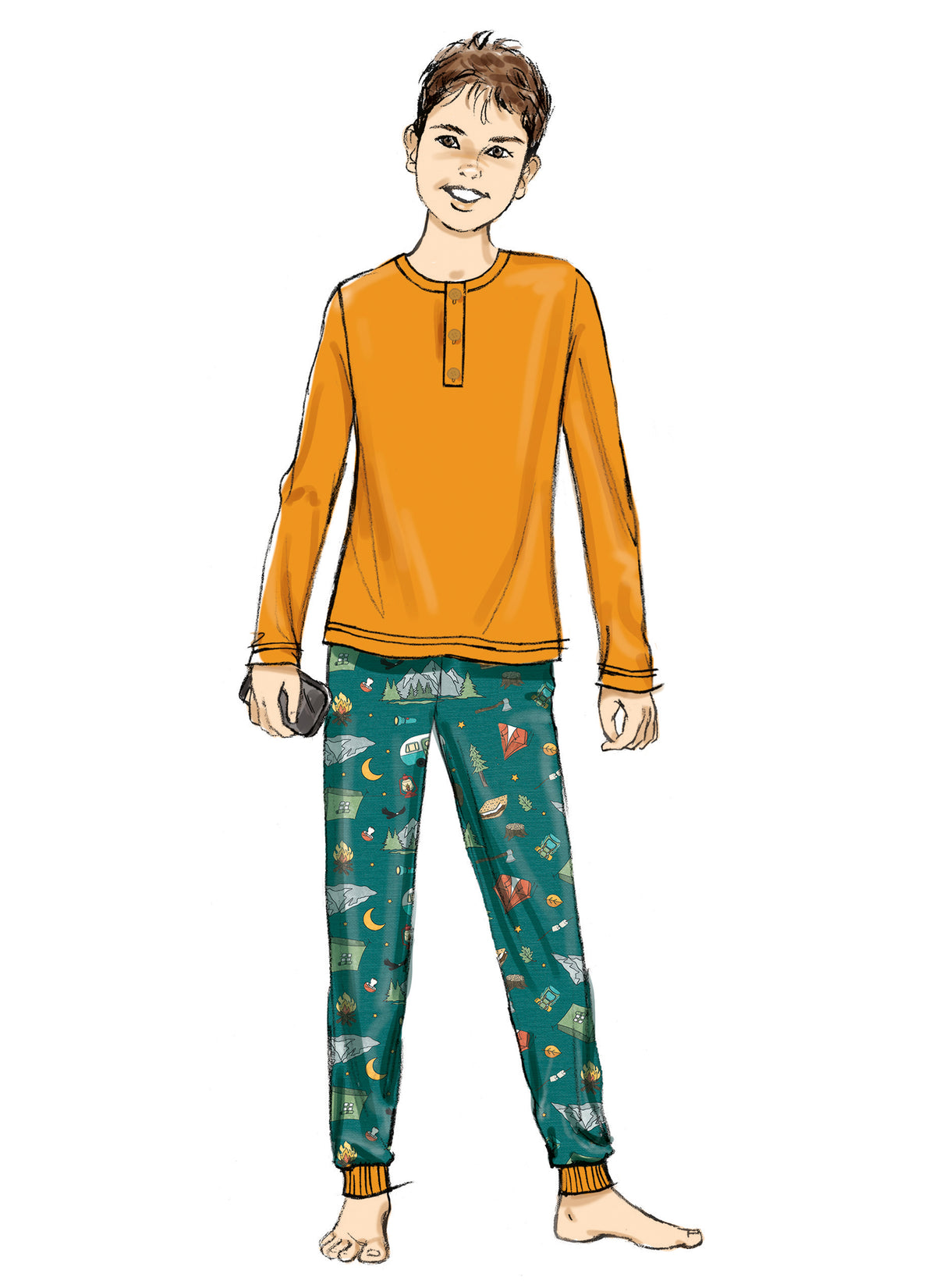 Butterick B7065 sewing pattern envelope showing matching unisex sleepwear for the whole family