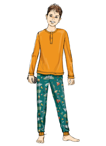 Butterick B7065 sewing pattern envelope showing matching unisex sleepwear for the whole family